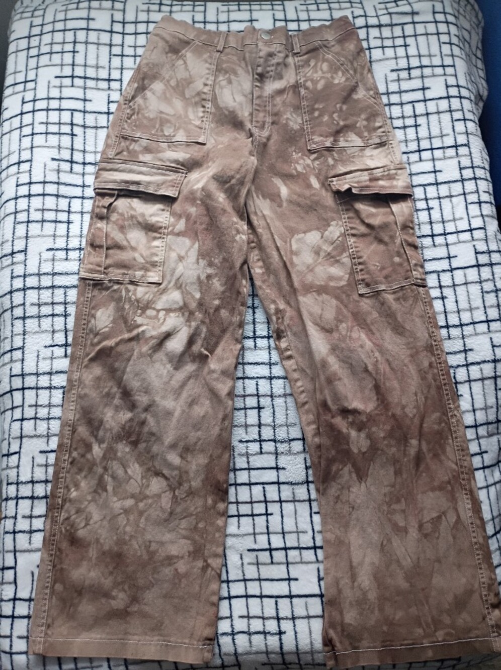 Orange Kiss Size Large Juniors Brown Tie-Dye Cargo Pants